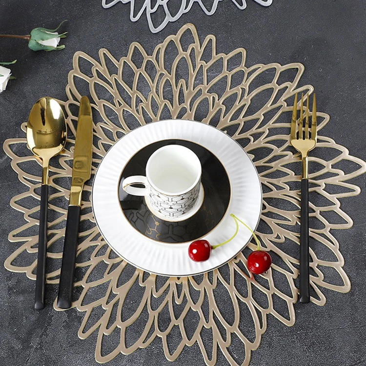 Low MOQ Table Decoration Placemats Pvc Dining Table Mat Custom Hollow Wedding Pvc Placemat, Gold, silver
Low MOQ Table Decoration Placemats Pvc Dining Table Mat Custom Hollow Wedding Pvc Placemat, Gold, silver