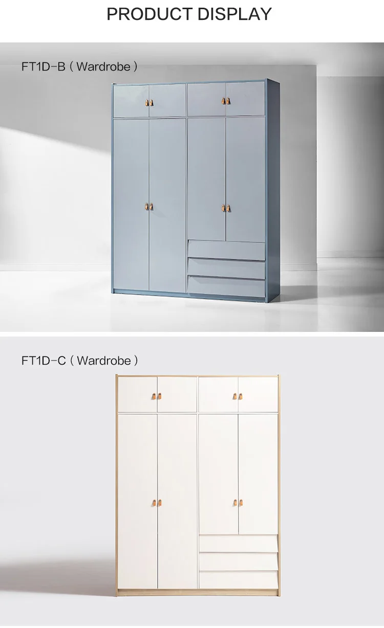 Linsy Home Nordic Simple Bedroom 4 Door Wardrobe Storage Level Door Modern Large Wardrobe
