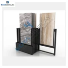 Latest stone type sliding rotating display stand flooring panels push pull tile display rack stand