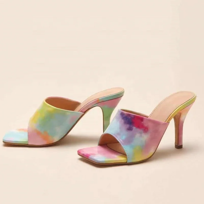Sweet Cute Mixed Color Beauty Summer Women Sandals Open Square Toe Slip-on High Thin Heels Outdoor Fashion Slippers Slides Shoes, Colors
Sweet Cute Mixed Color Beauty Summer Women Sandals Open Square Toe Slip-on High Thin Heels Outdoor Fashion Slippers Slides Shoes, Colors