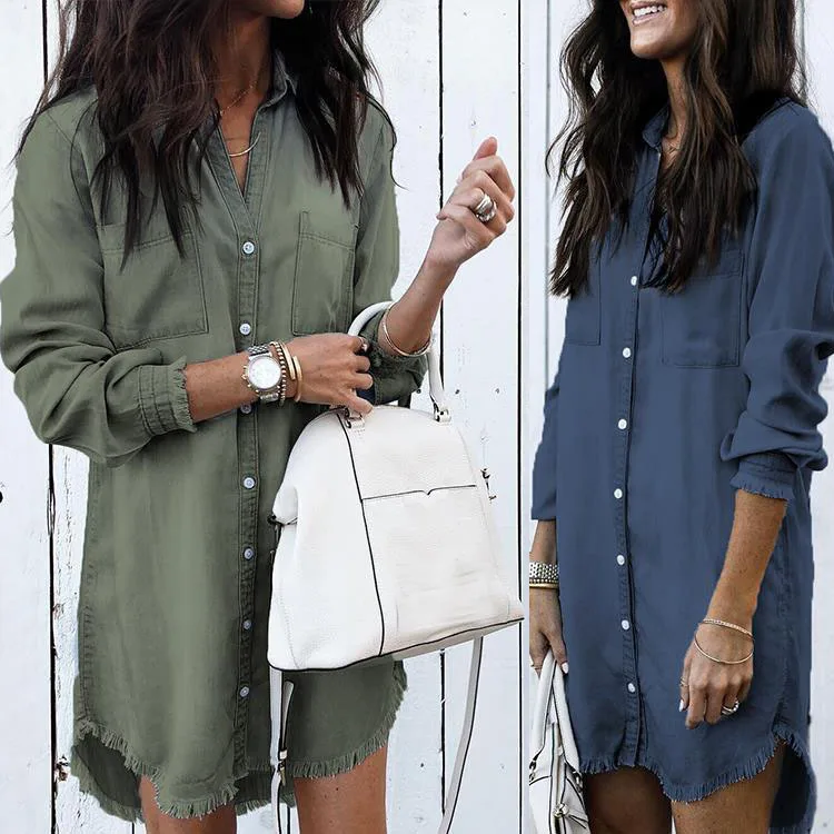 Tassels Long Sleeve Cardigan Button up Women Denim Shirt Wholesale Hot Fashion Blouses & Tops Adult Woman for Women Casual, Black/army green/light blue/dark blue
Tassels Long Sleeve Cardigan Button up Women Denim Shirt Wholesale Hot Fashion Blouses & Tops Adult Woman for Women Casual, Black/army green/light blue/dark blue