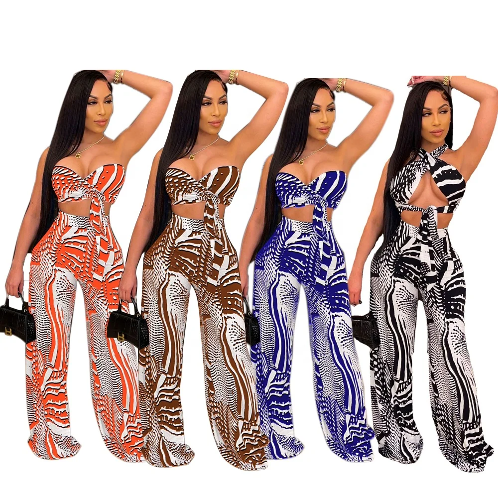 LANOZY Printed Crisscross Front Crop Halter Top & wide leg pants Sexy With Women Two-Piece Sets, 4colors
LANOZY Printed Crisscross Front Crop Halter Top & wide leg pants Sexy With Women Two-Piece Sets, 4colors