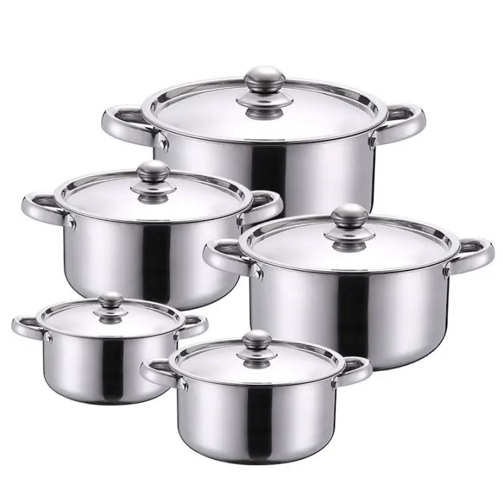 Factory Wholesale 5 Pieces Cooking Set Stainless Steel Stock Soup Pot Kitchen Cookware Sets with Handle, Original color
Factory Wholesale 5 Pieces Cooking Set Stainless Steel Stock Soup Pot Kitchen Cookware Sets with Handle, Original color