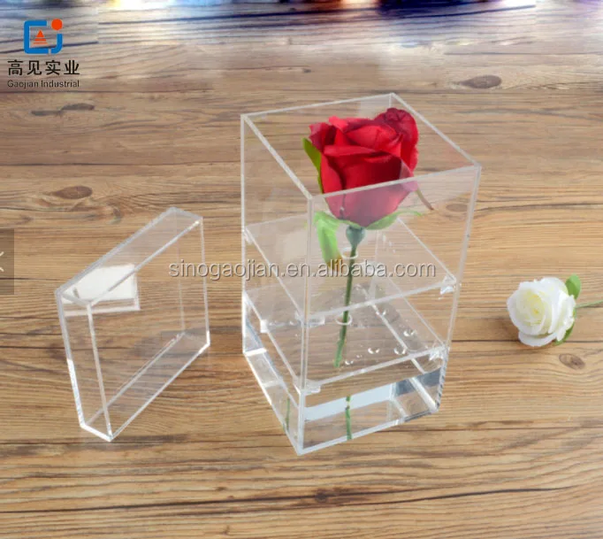 newest acrylic single rose clear plastic crystal