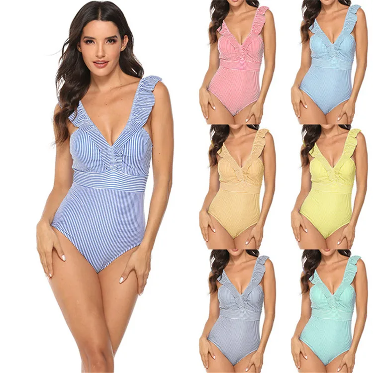 2021 New One-piece Bikini Stripe Swimming Suits Ruffles Swimsuit Bathing Front V Neck Beachwear Backless One Piece Swimwear, Picture showed
2021 New One-piece Bikini Stripe Swimming Suits Ruffles Swimsuit Bathing Front V Neck Beachwear Backless One Piece Swimwear, Picture showed