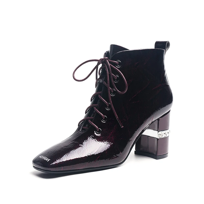J286 Patent leather women boots ladies boots square high heel ankle boots women, Black/wine red/customized
J286 Patent leather women boots ladies boots square high heel ankle boots women, Black/wine red/customized