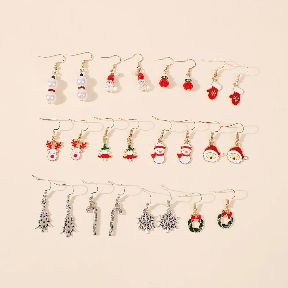 Christmas Gifts 12 Pairs Cute Earrings For Friends Colorful Earrings Hook Fashion Earring Sets, Green and red
Christmas Gifts 12 Pairs Cute Earrings For Friends Colorful Earrings Hook Fashion Earring Sets, Green and red