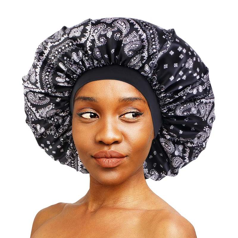 Wide Band Big Size Single Layer Satin Female Elastic Sleep Printed Bonnet For Family Party Gift
Wide Band Big Size Single Layer Satin Female Elastic Sleep Printed Bonnet For Family Party Gift