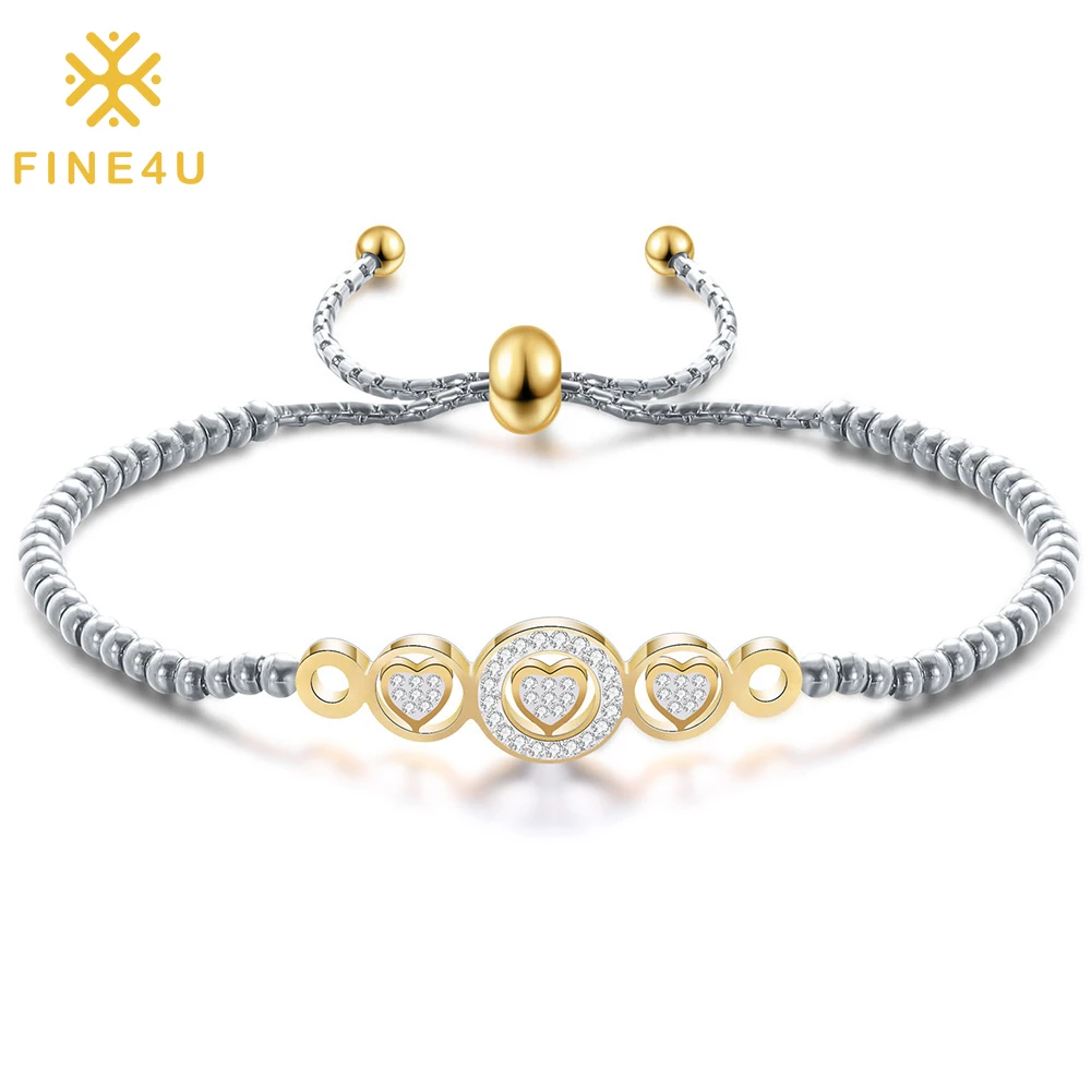 Minimalist jewelry women cute gold plated beads chain adjustable stainless steel heart bracelet, Gold, steel
Minimalist jewelry women cute gold plated beads chain adjustable stainless steel heart bracelet, Gold, steel
