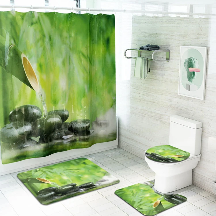 Wholesale Chinese style fresh and elegant bathroom carpet set 100% polyester bathroom shower curtain with bathroom mat, Customized color
Wholesale Chinese style fresh and elegant bathroom carpet set 100% polyester bathroom shower curtain with bathroom mat, Customized color