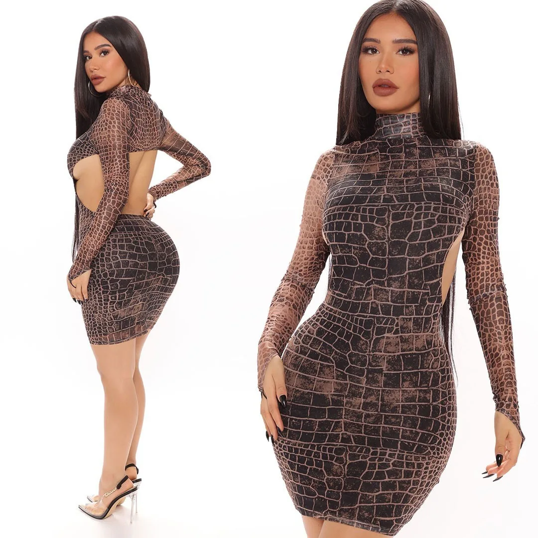 coffee color pakaian large size one piece dress mesh crocodile pattern backless long sleeve skinny night club dresses sexy, Picture color
coffee color pakaian large size one piece dress mesh crocodile pattern backless long sleeve skinny night club dresses sexy, Picture color