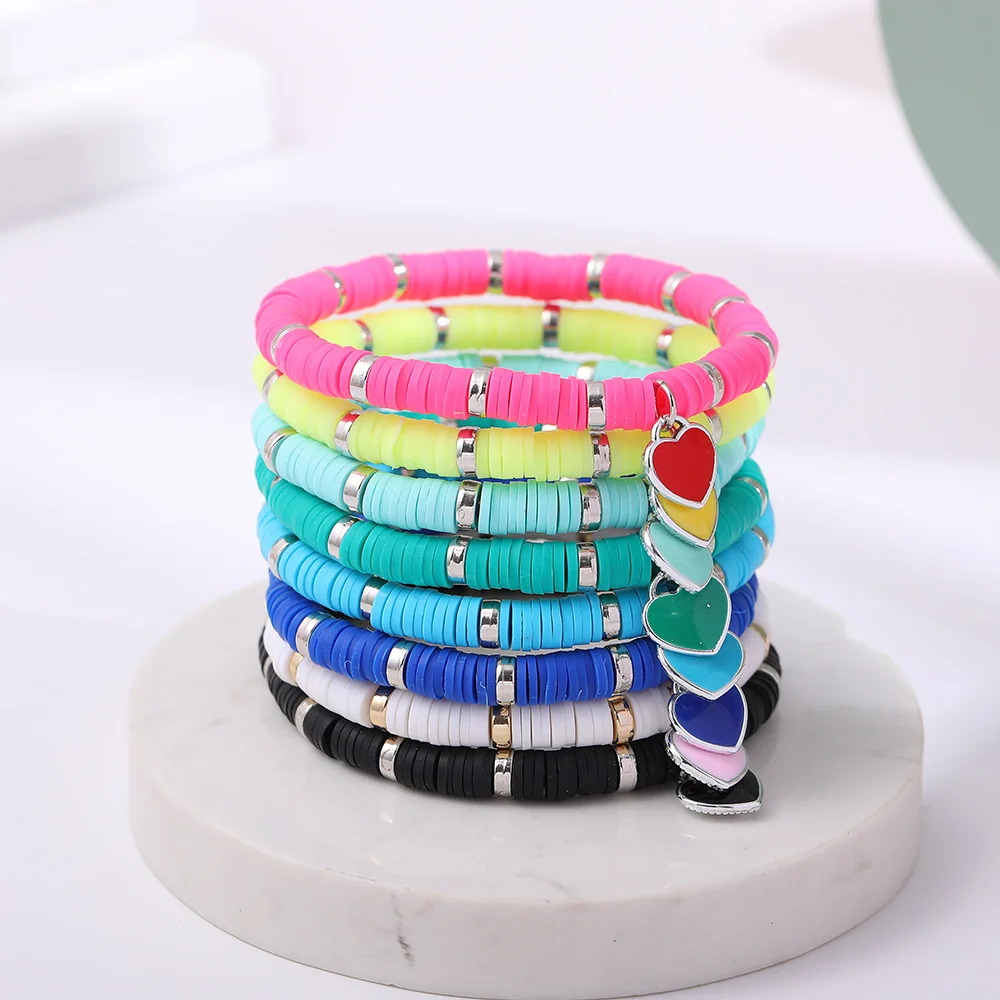 Boho Recyclable Polymer Clay Disc Bracelet heart charms for Women Men Handmade Bracelet jewelry
Boho Recyclable Polymer Clay Disc Bracelet heart charms for Women Men Handmade Bracelet jewelry