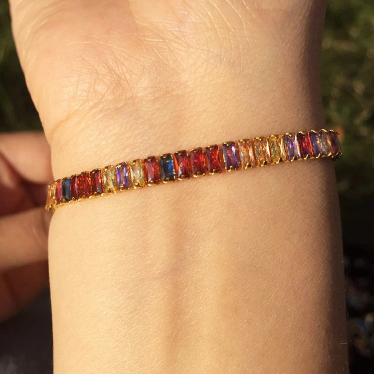 HOT! jialin jewelry Wholesale Fashiont 18k gold plated rainbow zircon bracelet chain charm Bangles
HOT! jialin jewelry Wholesale Fashiont 18k gold plated rainbow zircon bracelet chain charm Bangles