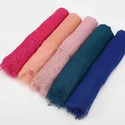 Logo Customization Linen Cotton and Scarf Cheap Wholesale Monochrome Cotton Linen Lace Hijab Muslim Stitching Scarf