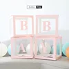 Transparent Box DIY Letter Balloon Baby 1st Birthday Balloons Blocks Baby shower Party BABY or LOVE Balloons Boxes