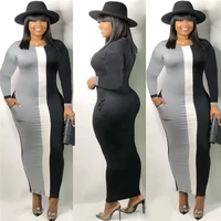 A91185 long sleeve bodycon dress patchwork women dress O neck casual women dress full length wholesale 2019
A91185 long sleeve bodycon dress patchwork women dress O neck casual women dress full length wholesale 2019