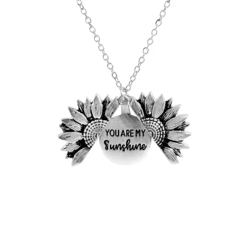 2020 New Arrival You Are My Sunshine Necklace Alloy Customized Open Locket Sunflower Pendant Necklace Gift
2020 New Arrival You Are My Sunshine Necklace Alloy Customized Open Locket Sunflower Pendant Necklace Gift