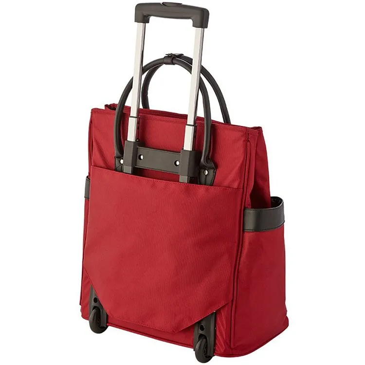 Fashion Ladies Rolling Tote Handbag With Wheels Trolley Tote Travelling Bags