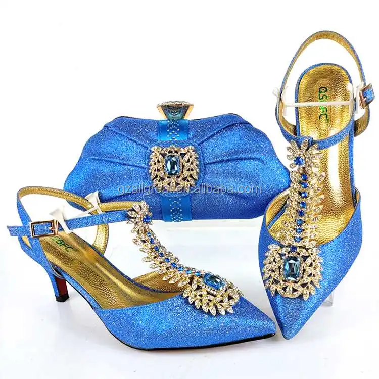 AB8639 Fashion Shoes and Bag Set Genuine Leather Nigeria Shoes for Women