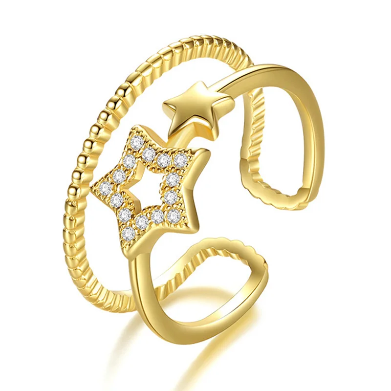 18k Gold Jewelry Fashion Mookaite Crystal Adjustable Double Line Star Diamond Rings, Silver
18k Gold Jewelry Fashion Mookaite Crystal Adjustable Double Line Star Diamond Rings, Silver
