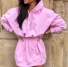 Dress Hoodie Casual Dress With A Hoodie And Fleece At The Waist