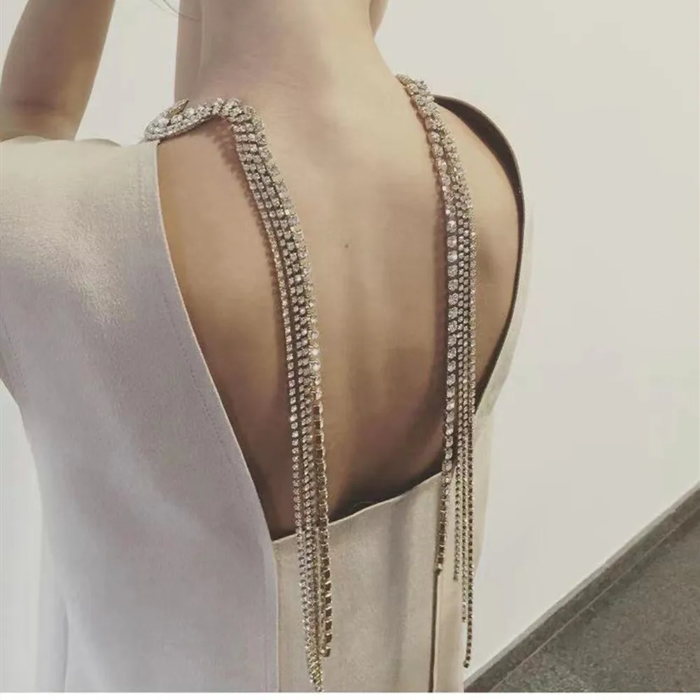 2021 Rhinestone Long Tassel Back Chain Necklace Body Jewelry for Women Sexy Crystal Irregular Open Large Choker Collar Necklace
2021 Rhinestone Long Tassel Back Chain Necklace Body Jewelry for Women Sexy Crystal Irregular Open Large Choker Collar Necklace