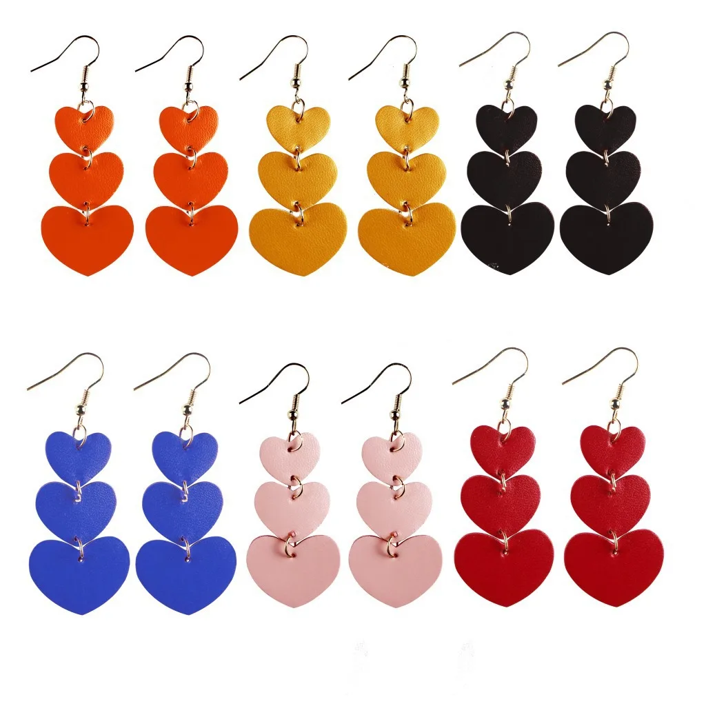 Valentine's Day Earrings 3-Layer Heart Tassel Pendant Earrings Solid Color Leather Earrings, Picture shows
Valentine's Day Earrings 3-Layer Heart Tassel Pendant Earrings Solid Color Leather Earrings, Picture shows