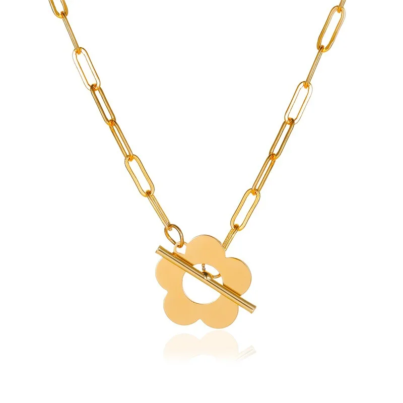 Wholesale Ins Popular New Arrival Gold Plated Sun Flower OT Clasp Big Link Chain Necklace Jewelry For Girls Women
Wholesale Ins Popular New Arrival Gold Plated Sun Flower OT Clasp Big Link Chain Necklace Jewelry For Girls Women