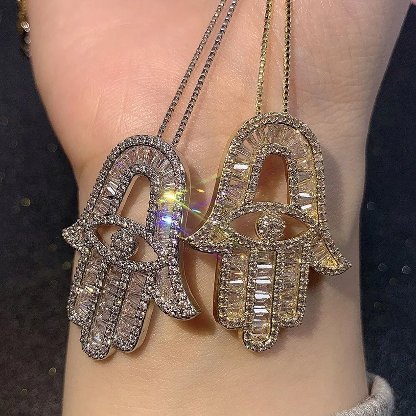 Hot Sale Hamsa Hand eye cubic zirconia diamond gold silver plated charm necklace Hip Hop Turkish Bling Jewelry, Picture
Hot Sale Hamsa Hand eye cubic zirconia diamond gold silver plated charm necklace Hip Hop Turkish Bling Jewelry, Picture