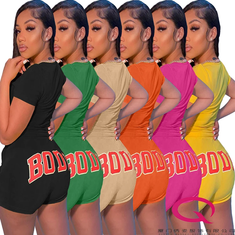 Women Summer Clothing 2022 Tracksuit Short Sleeve T Shirts And Shorts 2 Piece Women Set Letter Printed Women Short Set
Women Summer Clothing 2022 Tracksuit Short Sleeve T Shirts And Shorts 2 Piece Women Set Letter Printed Women Short Set