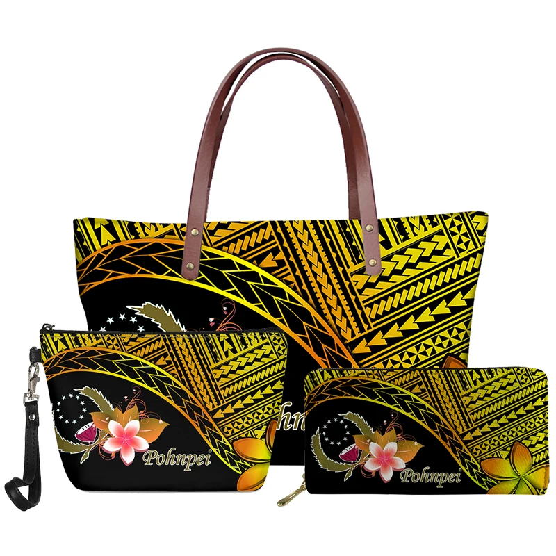 Latest 2021 Trendy Polynesian Pohnpei Tribal Handbags for Women Customised 3pcs Female Ladies Top-handle Bags and Wallets Set
Latest 2021 Trendy Polynesian Pohnpei Tribal Handbags for Women Customised 3pcs Female Ladies Top-handle Bags and Wallets Set