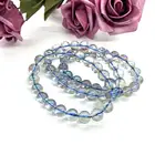 natural crystal blue aura clear quartz crystal bracelet fengshui healing crystal bracelet bead crafts for woman gifts