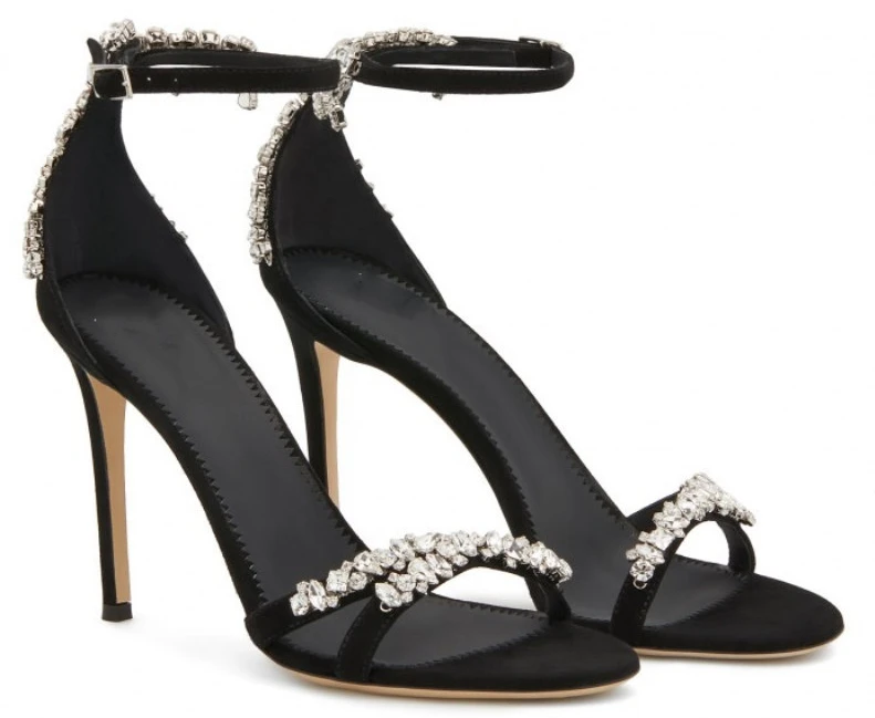 Custom European and American open-toe diamond button hollow sandals women's frosted black party stiletto heels
Custom European and American open-toe diamond button hollow sandals women's frosted black party stiletto heels