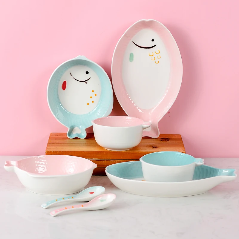 HY Japanese Style Children Cute Fish with Love Dinnerware Set Plate Bowl Sauce Dish Cartoon Ceramic Tableware
HY Japanese Style Children Cute Fish with Love Dinnerware Set Plate Bowl Sauce Dish Cartoon Ceramic Tableware