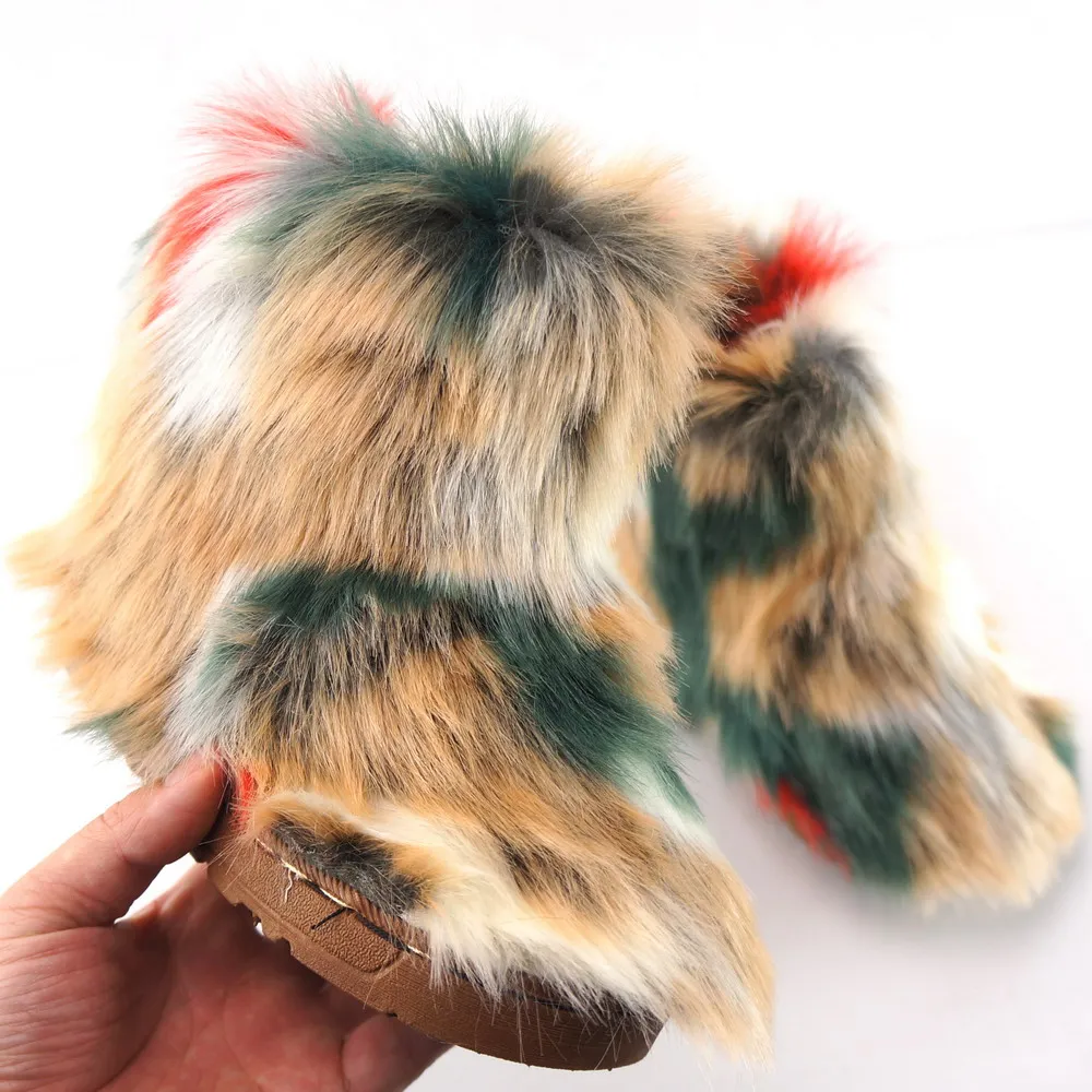 colorful furry boots