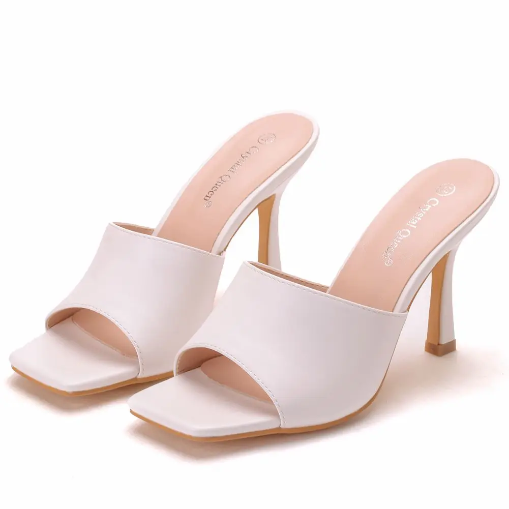Wholesale high quality high heel white women's sandals fashion sexy slippers for women, White/brown
Wholesale high quality high heel white women's sandals fashion sexy slippers for women, White/brown