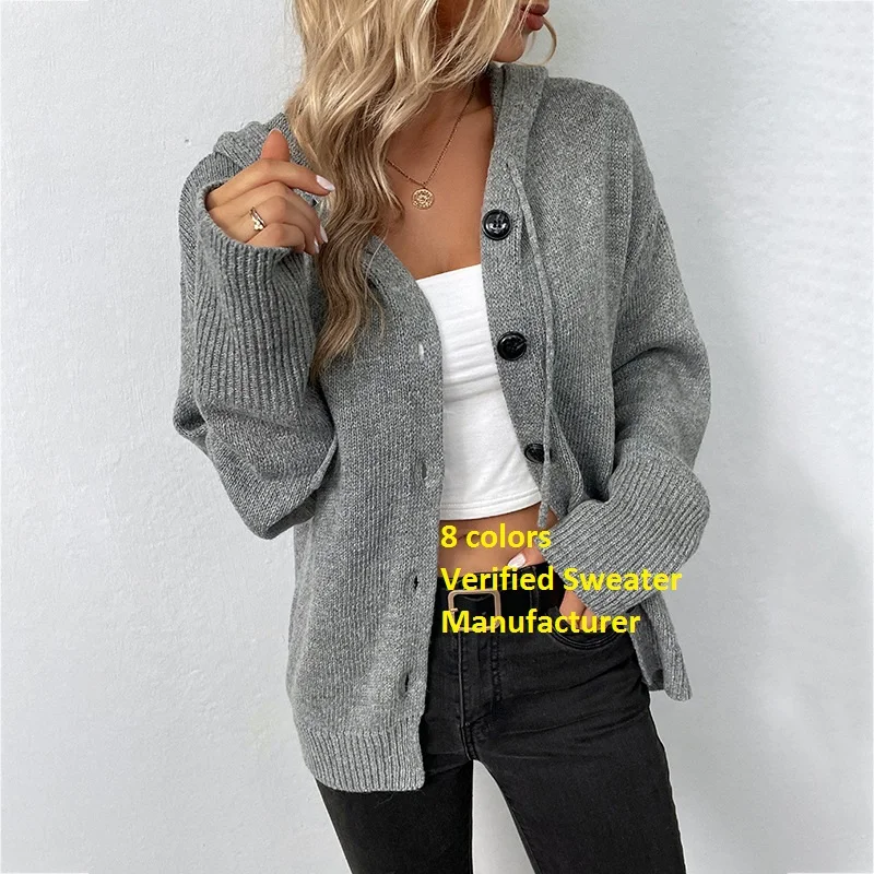Button Down Drawstring Knitted Drop Shoulder Hoodie Hooded Sweater Ladies Blank Knitwear Women Cardigan Sweaters And Hoodies
Button Down Drawstring Knitted Drop Shoulder Hoodie Hooded Sweater Ladies Blank Knitwear Women Cardigan Sweaters And Hoodies