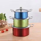 Cooking 3pcs/set Stainless Steel Cooking Cookware Set Kitchen Dialy Coloful Pots Set For Soup 16 20 22 Cm