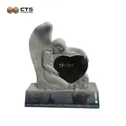 Black Heart Shape Monument Granite Single Headstone For Graves