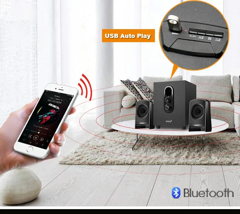 RHM Home Theater Speaker 20w, Sound Audio Speaker With BT, Basic 2.1CH Speaker for Home Use