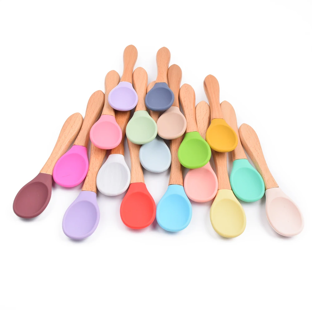 Bpa Free Soft Baby Products Flexible Baby Feeding Supplies Silicone Toddlers Baby Spoon With Wooden Handle
Bpa Free Soft Baby Products Flexible Baby Feeding Supplies Silicone Toddlers Baby Spoon With Wooden Handle