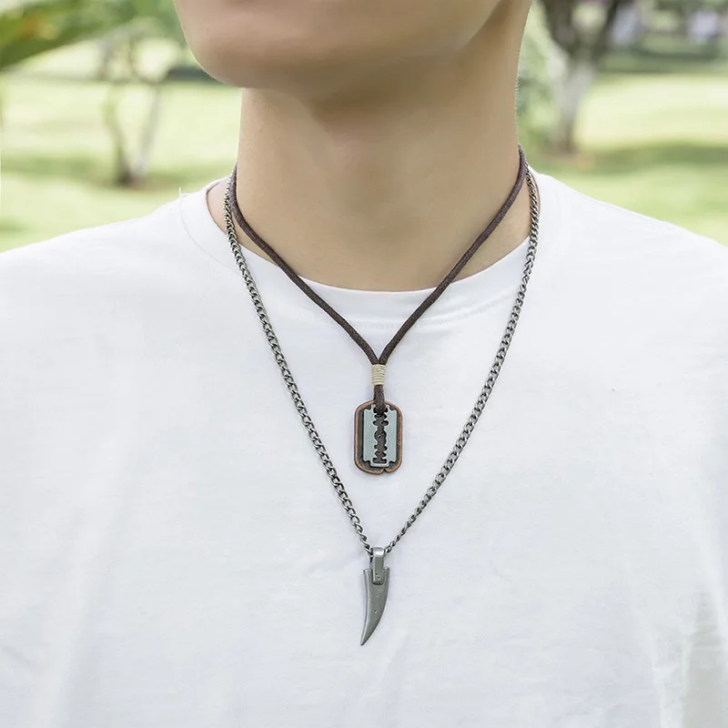 New Fashion Chain Necklace Men Collar Personality Layered Necklaces Blade Shape Pendant Men Jewelry Necklace
New Fashion Chain Necklace Men Collar Personality Layered Necklaces Blade Shape Pendant Men Jewelry Necklace
