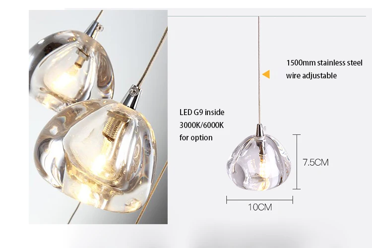 Modern LED stair hanging crystal ball high ceiling chandelier pendant light