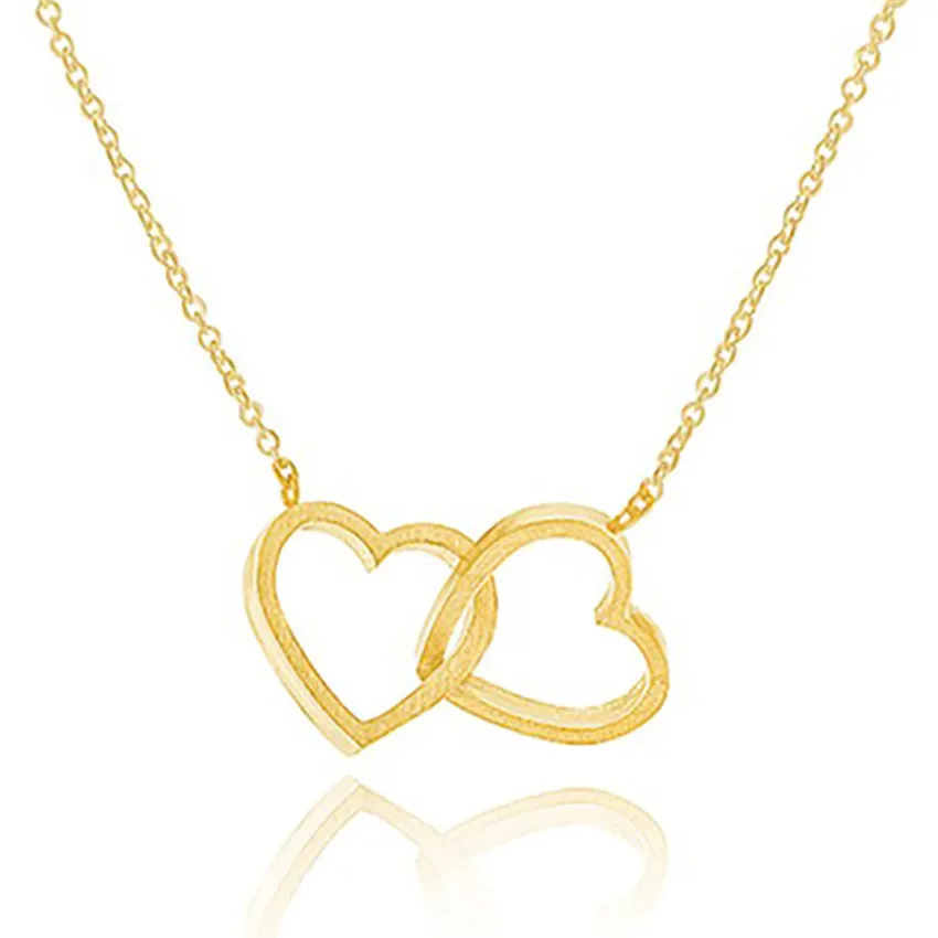 High Quality Korean Style Double Heart Pendant Hollow Design Necklace For Women, Gold
High Quality Korean Style Double Heart Pendant Hollow Design Necklace For Women, Gold
