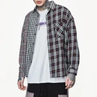 New Men Custom Streetwear plaid shirts Fashion CONTRAST Plaid mens shirt For man