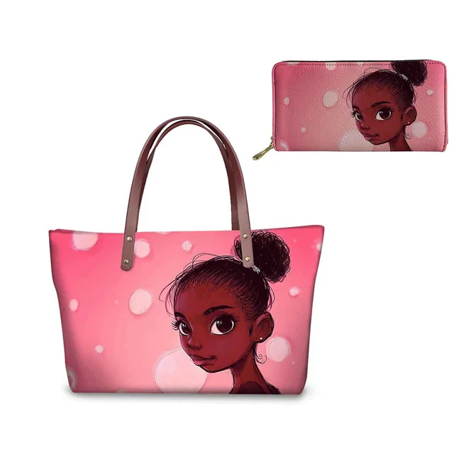 Fashion Women's Handbags for Females 2pcs/set Handbag&Purse Black African Girls Printed Shoulder Totes Ladies Top-Handle Bag, Customized color
Fashion Women's Handbags for Females 2pcs/set Handbag&Purse Black African Girls Printed Shoulder Totes Ladies Top-Handle Bag, Customized color