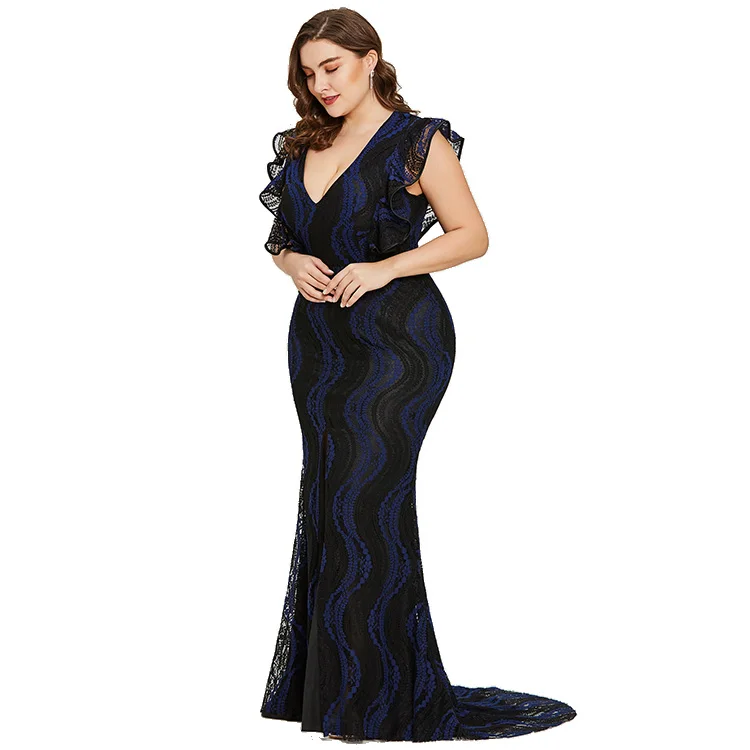 Black ruffle lace big size evening dresses abendkleid plus size women's dresses, Customized plus size sexy dress
Black ruffle lace big size evening dresses abendkleid plus size women's dresses, Customized plus size sexy dress