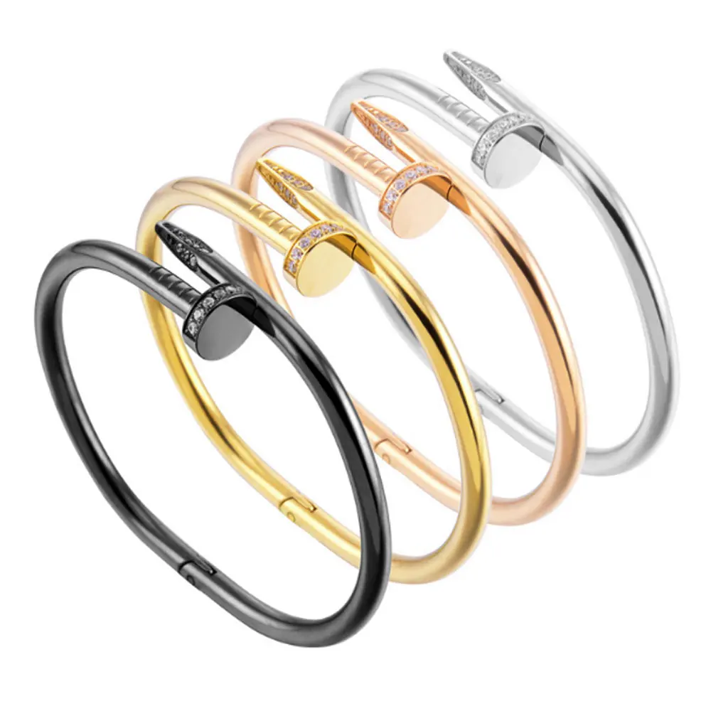 rose gold silver black men and women lovers couple high quality titanium nail cuff bracelets bangle stainless steel with CZ, Silve, gold, rose gold and black
rose gold silver black men and women lovers couple high quality titanium nail cuff bracelets bangle stainless steel with CZ, Silve, gold, rose gold and black