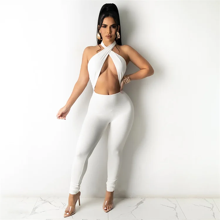 Summer Women Off Shoulder Wrap Chest Belt solid colors show back and leak navel cross tight leg pants jumpsuit for Women, White,black,blue,khaki
Summer Women Off Shoulder Wrap Chest Belt solid colors show back and leak navel cross tight leg pants jumpsuit for Women, White,black,blue,khaki