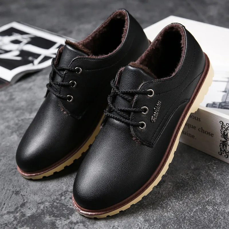 Men's Cotton Shoes Winter Black Waterproof Plus Velvet Leather Warm Shoes, Black/brown/blue
Men's Cotton Shoes Winter Black Waterproof Plus Velvet Leather Warm Shoes, Black/brown/blue